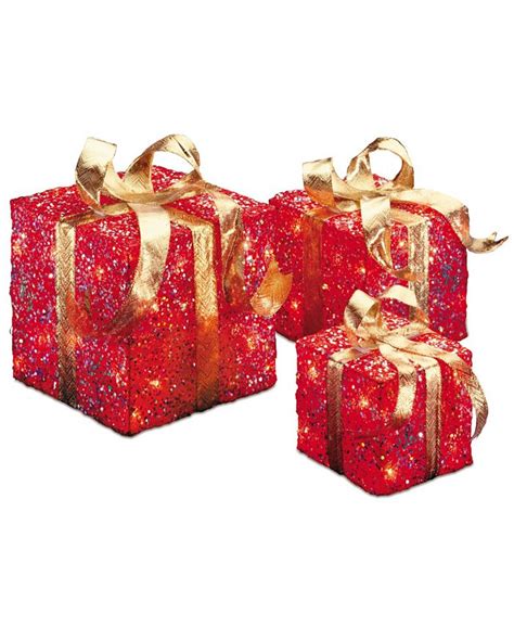 Prelit Red Sisal Gift Box Assortment 